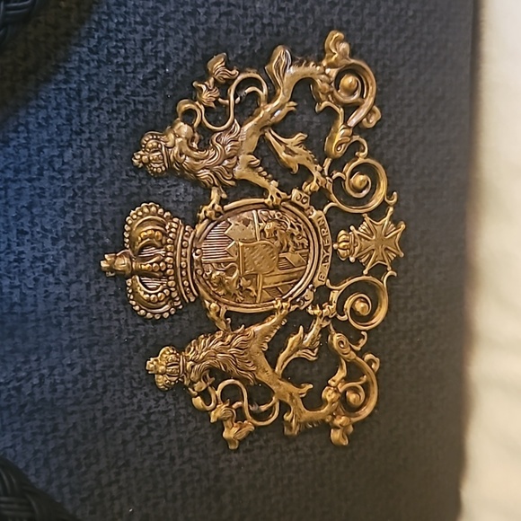 RAFAEL SANCHEZ Designer Navy Royal Coat of Arms Beaded Castlecore Crossbody Bag - Picture 3 of 15